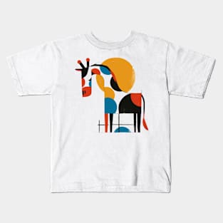 Picasso Style Giraffe and Sunset Kids T-Shirt